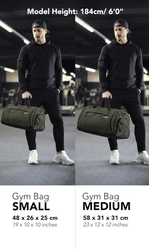 Vista 3 de Fitgriff Bolsa de gimnasio para hombres y mujeres con compartimento para zapatos y artículos húmedos, bolsa de lona para viajes, deportes, fitness