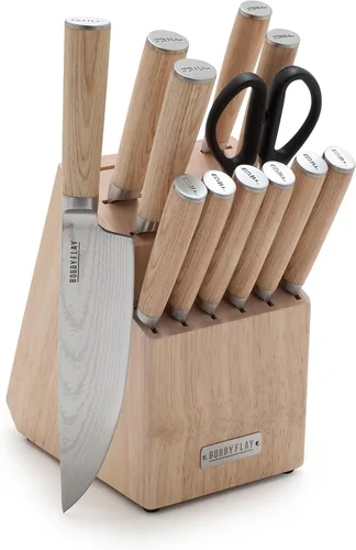 Vista 9 de GreenPan x Bobby Flay - Cuchillo de chef de 8 pulgadas con funda, hoja de acero inoxidable de alta calidad, herramienta de cocina de corte de Marrón