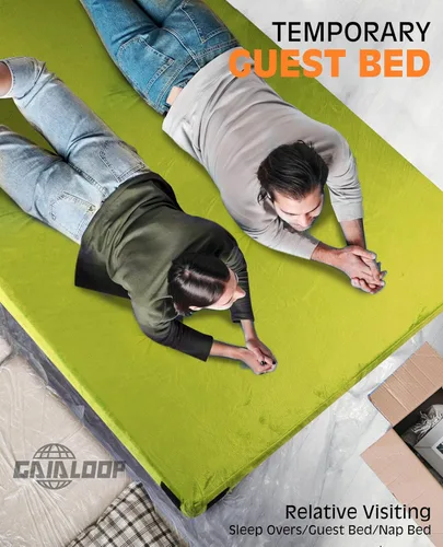 Vista 7 de GAIALOOP Colchón de Espuma Viscoelástica de 3 Pulgadas para Acampar, Almohadilla de Dormir de Doble Capa Gruesa para Coche, Tienda, Cama