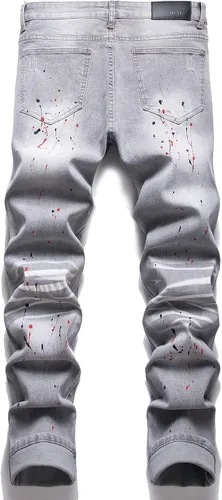 Vista 2 de AITITIA Jeans elásticos rasgados de ajuste regular para hombre