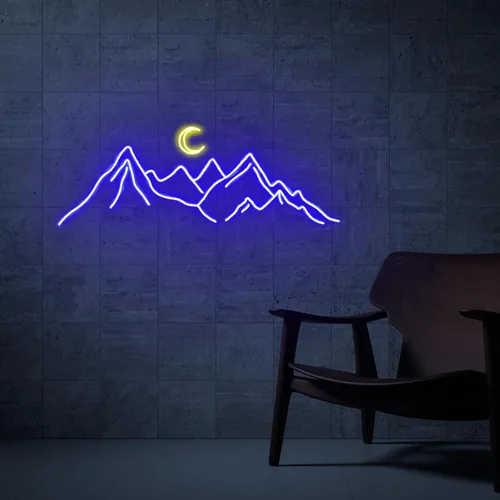 Vista 2 de Letreros de neón de montaña para decoración de pared de 16 pulgadas, letrero de neón LED de dinero, cueva, hogar, fiesta, letreros iluminados por