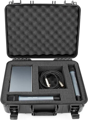 Vista 2 de CASEMATIX Funda de micrófono inalámbrico – Estuche rígido para micrófono con espuma personalizable, compatible con Sennheiser, Shure