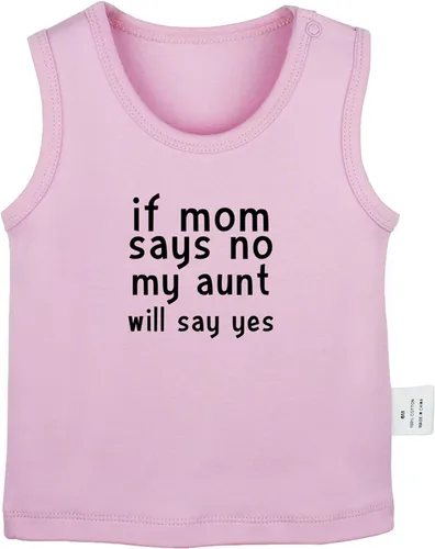 Vista 4 de Paquete de 2 camisetas divertidas con texto en inglés "Auntie's Drinking Buddy & If Mom Says No My Aunt Will Say Yes" para bebés recién nacidos