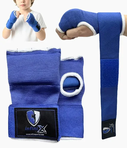 Vista 6 de Guantes interiores de gel para boxeo, vendajes acolchados elásticos debajo de los mitones, envolturas rápidas para niños, hombres y mujeres