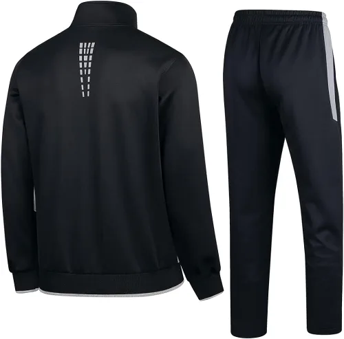 Vista 2 de PUMPITU Conjunto deportivo casual de manga larga para hombre, sudadera con cremallera completa, chaqueta y pantalones para correr, trajes de 2 piezas