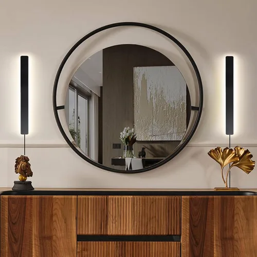 Vista 6 de KELUOLY Apliques de pared modernos enchufables, 23.6 pulgadas, luces LED de pared largas negras esmeriladas, lámpara de pared acrílica de 12 W Negro