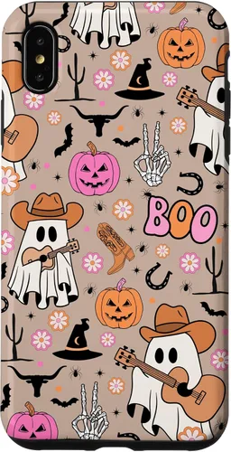 Vista 11 de Funda retro occidental para iPhone 11 Pro Max Fantasma Fantasma Vaquero de Halloween