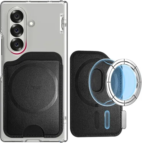 Vista 11 de Miimall for Leather MagSafe Wallet for Samsung Galaxy S26/S25 Series, Z Fold 7/6, Dual Magnet on Both Sided Phone Wallet for Google Pixel