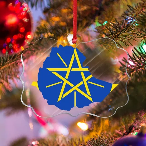 Vista 9 de Silueta de la bandera de Bután, adornos para árbol de Navidad, bandera nacional, recuerdo, decoraciones de Navidad, adornos acrílicos de Bután