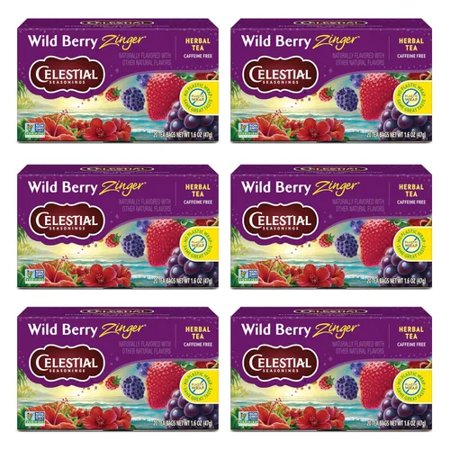 Vista 9 de Celestial Seasonings Lemon Zinger - Té de hierbas, sin cafeína, caja de 20 bolsas de té, (paquete de 6)