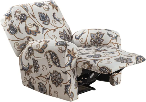 Vista 9 de CRFATOP Funda elástica para sillón reclinable, 4 piezas, fundas impresas para silla reclinable de 1 asiento, colección Fallon, protector de muebles