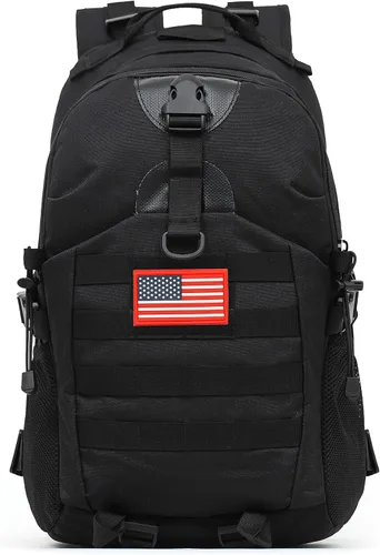 Vista 7 de Mochila de camuflaje, pequeña mochila táctica para exteriores, mochilas militares para niños adolescentes para la escuela con puerto de carga USB