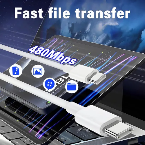 Vista 4 de 5 cables de carga rápida USB C a USB C, transferencia de datos【2x6.6ft+
