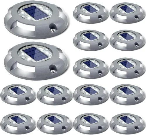 Vista 17 de SIEDiNLAR Luces solares para cubierta, luz LED para muelle de entrada, funciona con energía solar, marcadores de carretera impermeables para jardín