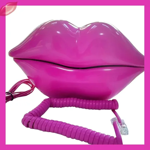 Vista 4 de Teléfono de labios, Teléfono residencial avanzado, Interesante boca en forma de labio, divertido cable de teléfono de plástico rosa rojo, teléfono