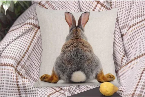 Vista 5 de WONDERTIFY Funda de almohada para sofá con diseño de conejo gris aislado en fondo blanco - Funda de almohada de lino suave para decoración
