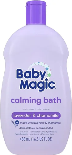 Vista 15 de Baby Magic Baño calmante para bebé, 9 onzas, lavanda y manzanilla, sin lágrimas, libre de parabenos, ftalatos, sulfatos y tintes