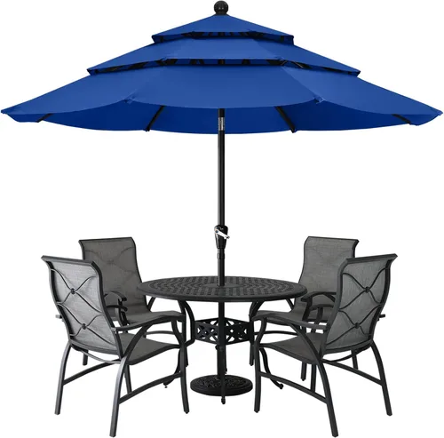 Vista 16 de ABCCANOPY Sombrilla solar de patio de 3 niveles de 11 pies, 32 luces LED Beige