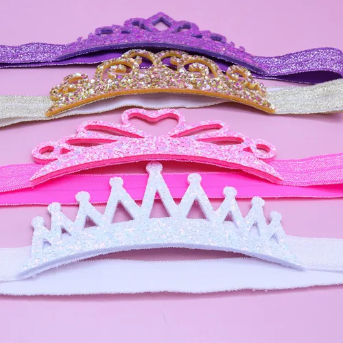 Vista 5 de FROG SAC 4 diademas de tiara con purpurina para niñas, bandas elásticas para el cabello con corona de princesa para niños pequeños, accesorios