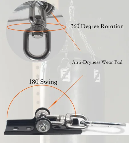 Vista 7 de Montura mejorada de 360° para bolsa pesada giratoria para colgador de saco de boxeo. Colgador para bolsas de boxeo para yoga, gimnasio, sillas