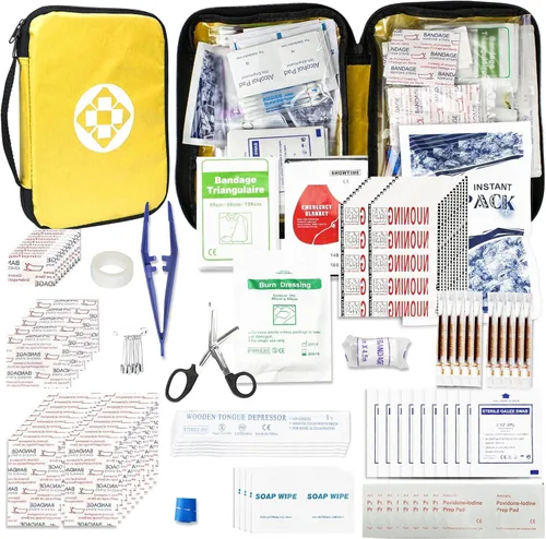 Vista 12 de Kit de primeros auxilios para casa y negocios - Kit de emergencia para camping y automóvil - 300 piezas de suministros de repuesto esenciales
