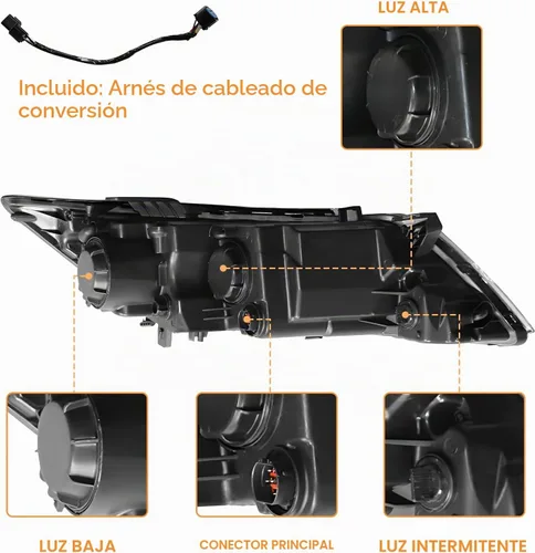 Vista 4 de Para faros halógenos de lado del conductor izquierdo 2014 2015 Kia Optima EX LX Proyector Carcasa negra sin DRL (Solo para modelo de EE. UU.)