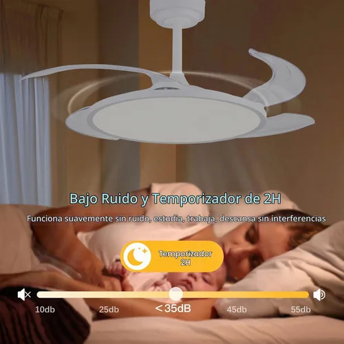 Vista 7 de AHAWILL Ventilador de techo retráctil con luces y control remoto, 42'' Fandelier ventilador de techo con espectro completo regulable, ajuste