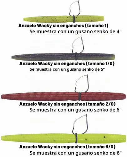 Vista 4 de Anzuelos Wacky Rig sin malas hierbas, anzuelos de pesca para señuelo de gusano de aparejo loco