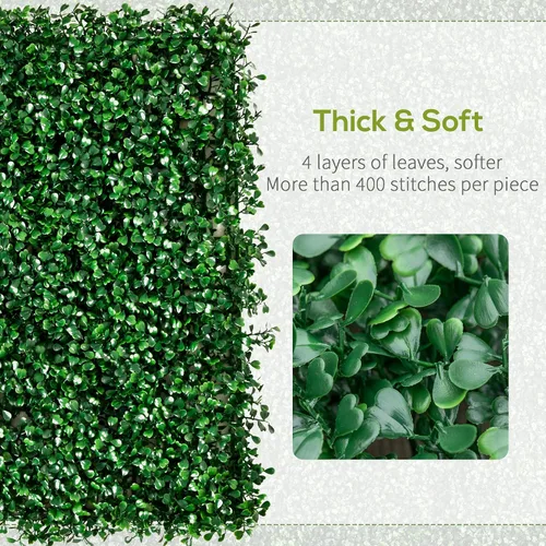 Vista 4 de Outsunny 12 piezas de 20 x 20 pulgadas cuadradas de plantas de privacidad artificiales con protección UV; imitación de hierba de Milán para muro