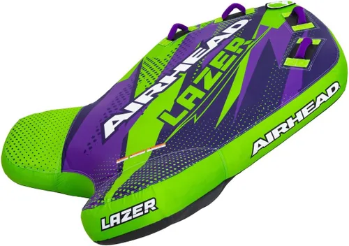 Vista 10 de Airhead Slice Towable 2-4 Rider Models, Tube for Boating and Water Sports, Heavy Duty Full Nylon Cover with Zipper, EVA Foam Pads, and Patented