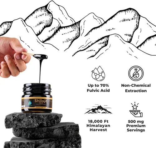 Vista 2 de Vedapure - Resina Shilajit del Himalaya pura 100% pura Shilajit con ácido fúlvico y más de 85 minerales traza complejo para energía y apoyo