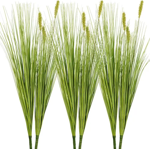 Vista 11 de Melorca&Guilla Plantas Artificiales 6 Piezas 31.5" Césped Alto Falso, Planta Artificial, Plantas de Césped Artificial Alto de Cebolla, Arbustos