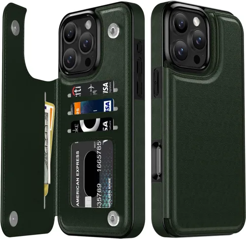 Vista 346 de LETO para iPhone 15 Pro Funda tipo cartera - Tapa tipo folio con patada - Diseños de moda - Tarjetero - Funda protectora para mujeres y niñas - 6.1