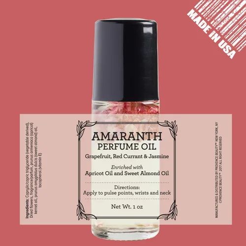 Vista 3 de Provence Beauty Aceite de perfume Roll-On de amaranto – Aceite corporal perfumado floral ligero con rosa y vitamina E – Hidratante multiuso, 0.34