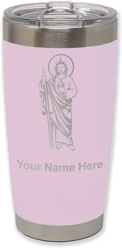 Vista 21 de LaserGram Vaso aislado al vacío de 20 onzas, Saint Jude, grabado personalizado incluido (negro)