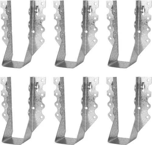 Vista 7 de Perchas de vigas de 2 x 4 para madera de calibre 20, galvanizado, soporte de vigueta para montaje en la cara, soporte para piso de terraza, marco