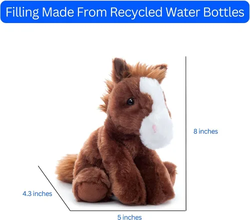 Vista 8 de The Petting Zoo - Peluche de caballo flácido, juguete de peluche para niños, animales salvajes Wild Onez, juguete de peluche de caballo 8 pulgadas