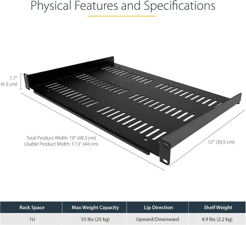 Vista 3 de StarTech Paquete de regleta de alimentación PDU para montaje en rack de 1U y 8 tomacorrientes horizontales para rack de 1U