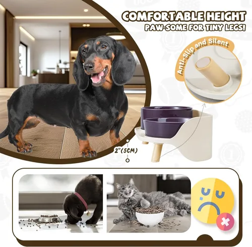 Vista 5 de Soporte elevado para comedero para perros, mesa de comedor elevada para perros y gatos pequeños y medianos, se adapta a platos de alimentos y agua