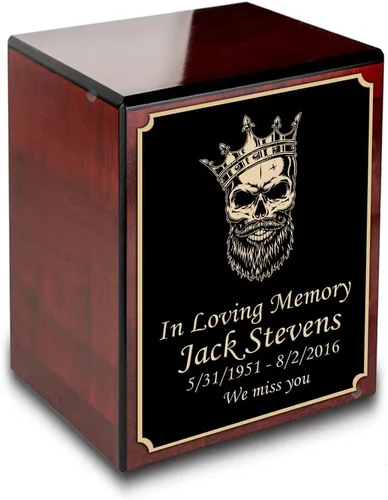 Vista 17 de GetUrns Caja conmemorativa de urna de cremación de cereza pequeña grabada personalizada para cenizas (gloria americana)