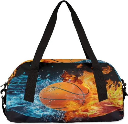Vista 5 de Bolsa de lona para niños, bolsa de gimnasio deportiva para niños, niñas y adolescentes, bolsa de mano para el fin de semana, bolsa de viaje