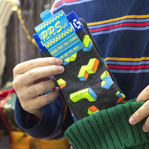 Vista 7 de Calcetines de juego para hombre, novedosos y divertidos, para la pantorrilla, color verde, regalo para jugadores, adolescentes, niños, hijos