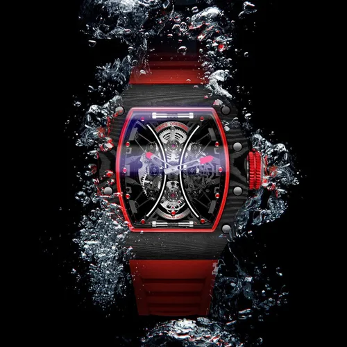 Vista 7 de FEICE FM602 - Reloj de pulsera automático para hombre, cristal de zafiro, movimiento japonés, esqueleto, automático, reloj mecánico automático