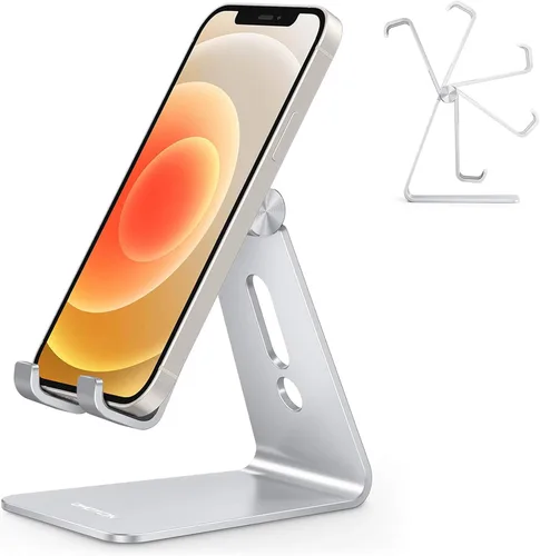 Vista 9 de OMOTON C2 Soporte de aluminio ajustable para teléfono celular con corte de carga, negro