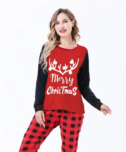 Vista 2 de Boboking Pijamas de Navidad para parejas, ropa de dormir suave de 2 piezas para mujeres y hombres