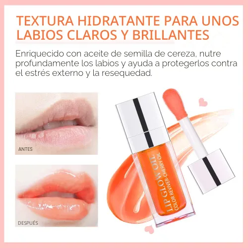 Vista 8 de GECOMO Aceite de brillo de labios hidratante, brillo de labios transparente con tinte Toot, nutritivo, duradero, reparador, aclarante de líneas