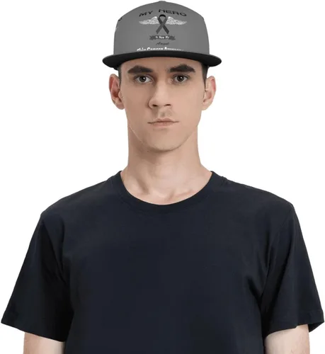Vista 7 de My Hero is Now My Angel Skin Cancer Awareness Baseball Cap Four-Sided Printing Flat Bill Brim Cool Hip Hop Trucker Hat Men Women Adjustable Baseball