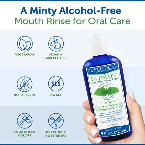 Vista 5 de Eco-Dent Enjuague bucal sin alcohol, menta - Ultimate Essential MouthCare, enjuague bucal para adultos, enjuague bucal de bicarbonato de sodio