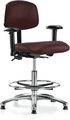 Vista 75 de PERCH - Silla giratoria con ruedas para alfombra o linóleo, cromado, Textil, Tela negra