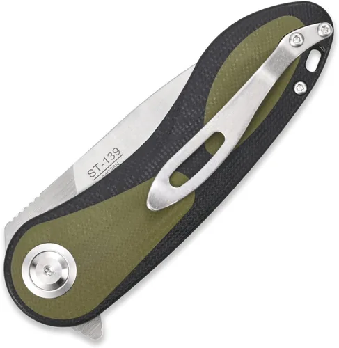 Vista 3 de Sitivien ST139 Sandvik 14C28N - Cuchillo plegable de hoja de acero, mango G10, cuchillos de herramientas EDC para acampar al aire libre, senderismo